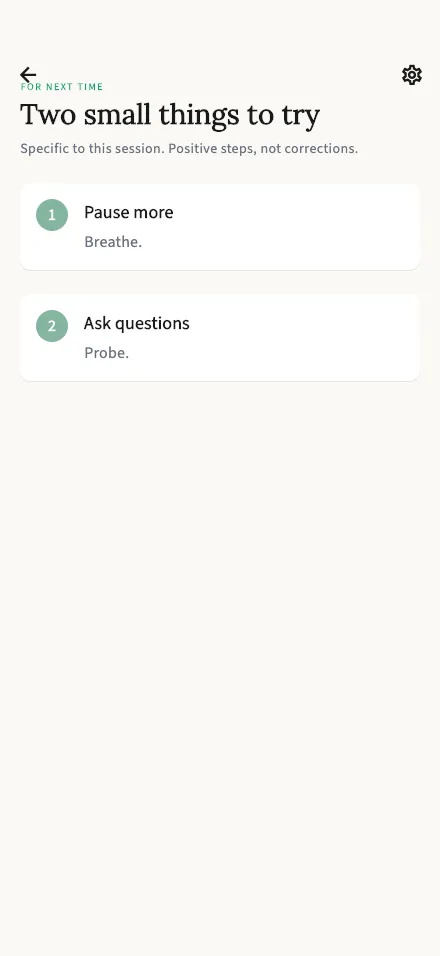 Action plan screen