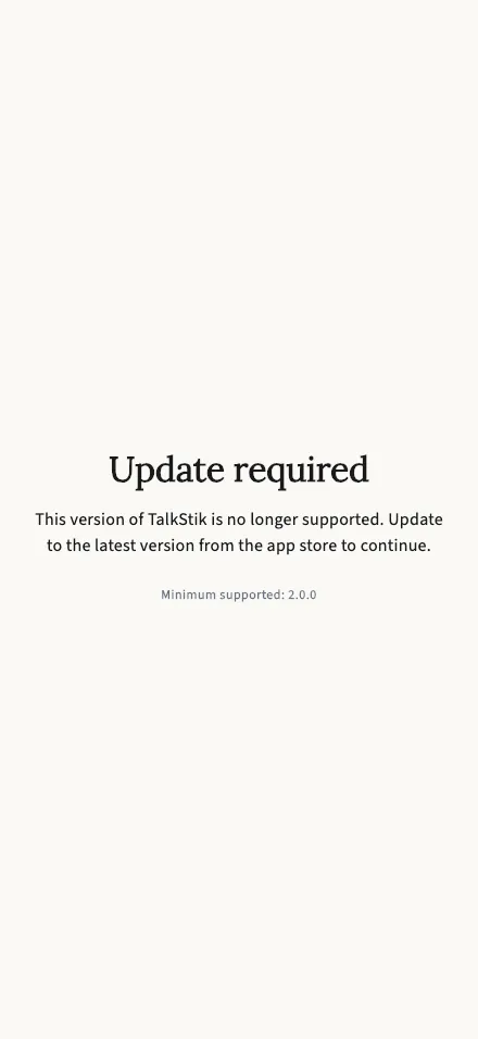 Update required screen