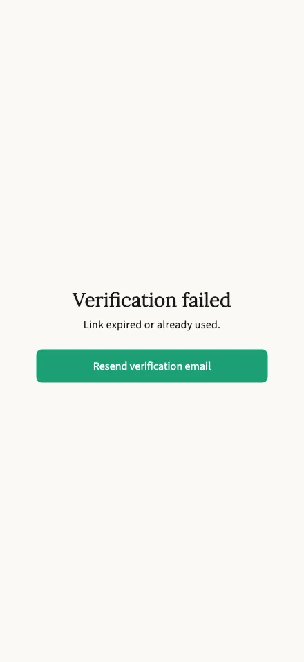 Verify your email screen